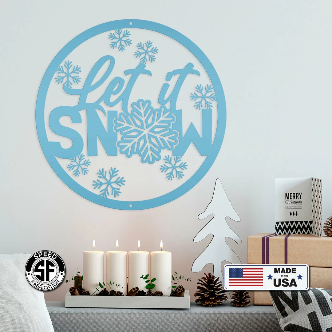 Speed Fabrication Christmas Metal Signs Outdoor Let It Snow Metal Sign, Winter Decor, Seasonal Decor