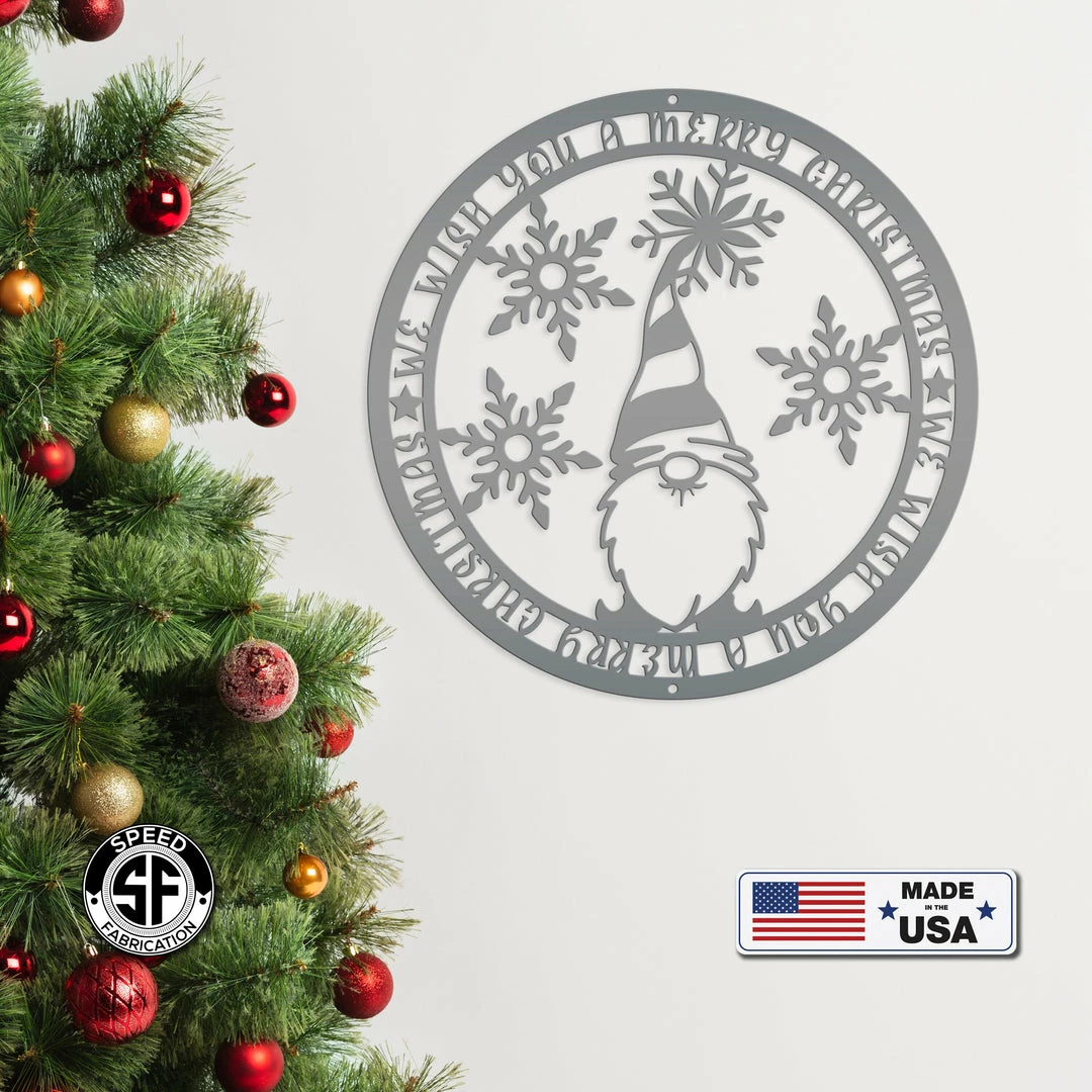 Speed Fabrication Christmas Gnome Metal Sign, Cute Gnome Sign Christmas Metal Signs