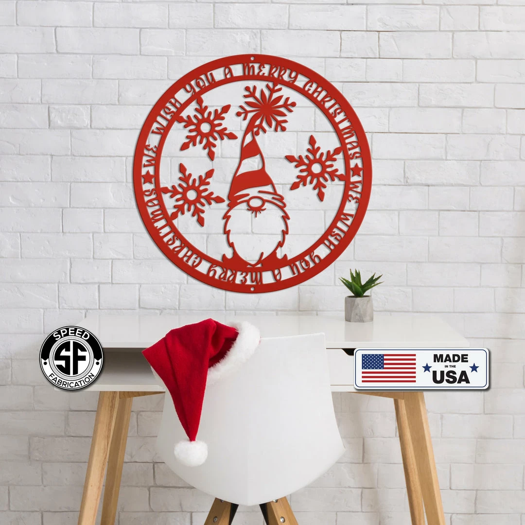 Speed Fabrication Christmas Gnome Metal Sign, Cute Gnome Sign Christmas Metal Signs