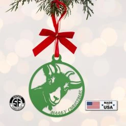 Speed Fabrication Christmas Metal Signs Metal Goat Christmas Ornament, Holiday Decor
