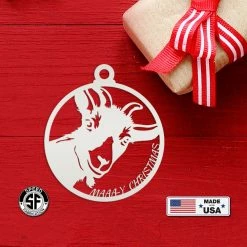 Speed Fabrication Christmas Metal Signs Metal Goat Christmas Ornament, Holiday Decor