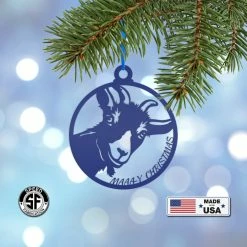 Speed Fabrication Christmas Metal Signs Metal Goat Christmas Ornament, Holiday Decor
