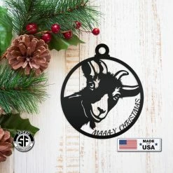 Speed Fabrication Christmas Metal Signs Metal Goat Christmas Ornament, Holiday Decor