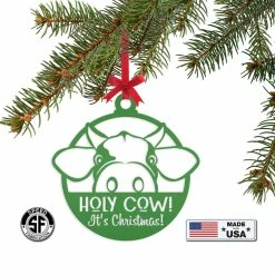 Speed Fabrication Holy Cow It's Christmas Metal Ornament, Holiday Decor, Farm Ornament Ornaments