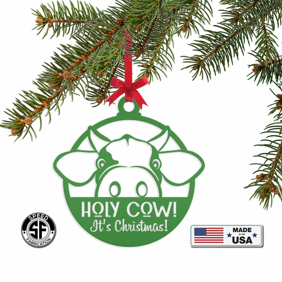 Speed Fabrication Holy Cow It's Christmas Metal Ornament, Holiday Decor, Farm Ornament Ornaments