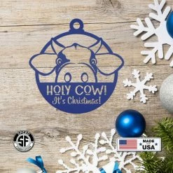 Speed Fabrication Holy Cow It's Christmas Metal Ornament, Holiday Decor, Farm Ornament Ornaments