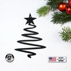 Speed Fabrication Metal Minimalist Tree Ornament, Holiday Decor, Simple Tree Ornament