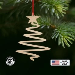 Speed Fabrication Metal Minimalist Tree Ornament, Holiday Decor, Simple Tree Ornament