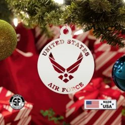 Speed Fabrication Metal US Air Force Ornament, Made In The USA, Christmas Decor Christmas Metal Signs
