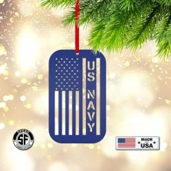 Speed Fabrication Metal US Navy Ornament - American Flag - Christmas Decor