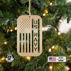 Speed Fabrication Metal US Navy Ornament - American Flag - Christmas Decor