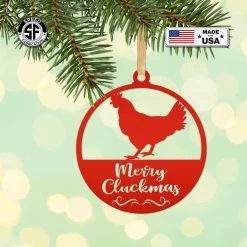 Speed Fabrication Ornaments Merry Cluckmas Chicken Metal Ornament, Christmas Decor, Farm Ornament
