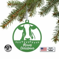 Speed Fabrication Metal Mooey Christmas Ornament, Farm Ornament, Holiday Decor