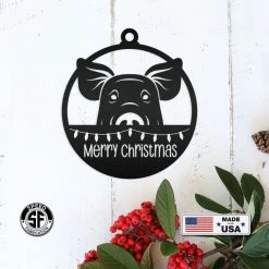 Speed Fabrication Pig Metal Ornament, Farm Ornament