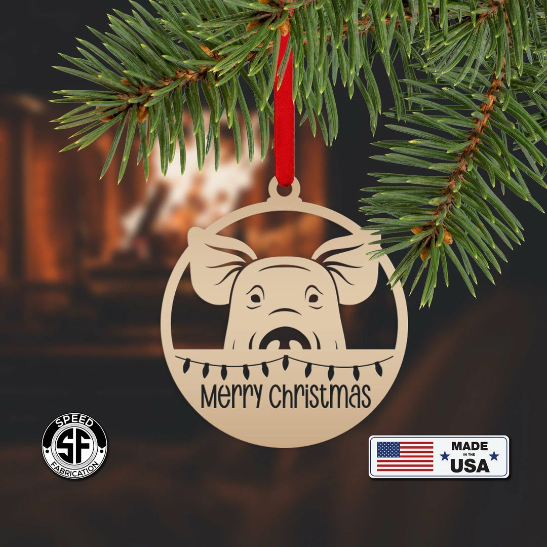 Speed Fabrication Pig Metal Ornament, Farm Ornament