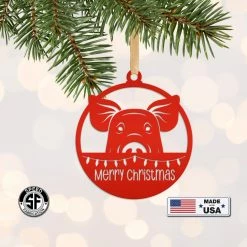 Speed Fabrication Pig Metal Ornament, Farm Ornament