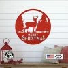 Speed Fabrication Metal Merry Christmas Deer Sign, Outdoor Holiday Sign, Indoor Christmas Decor Christmas Metal Signs