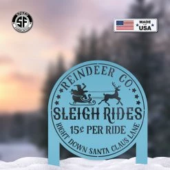 Speed Fabrication Metal Sleigh Rides Yard Stake - Outdoor Christmas Decor Christmas Metal Signs