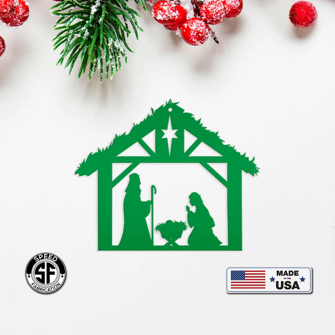 Speed Fabrication Christmas Metal Signs Metal Christmas Nativity Scene Ornament - Holiday Decor