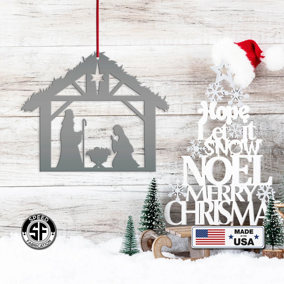 Speed Fabrication Christmas Metal Signs Metal Christmas Nativity Scene Ornament - Holiday Decor