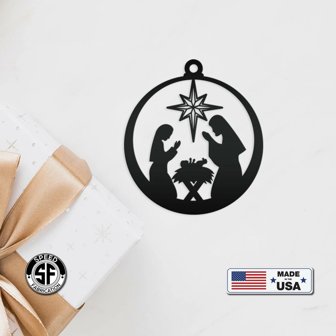 Speed Fabrication Christmas Metal Signs Metal Nativity Scene Ornament, Christian Decor, Made In The USA