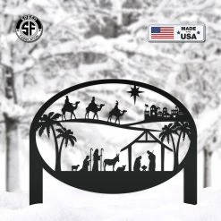 Speed Fabrication Christmas Nativity Metal Yard Stake , Christian Yard Decor, Holiday Decor