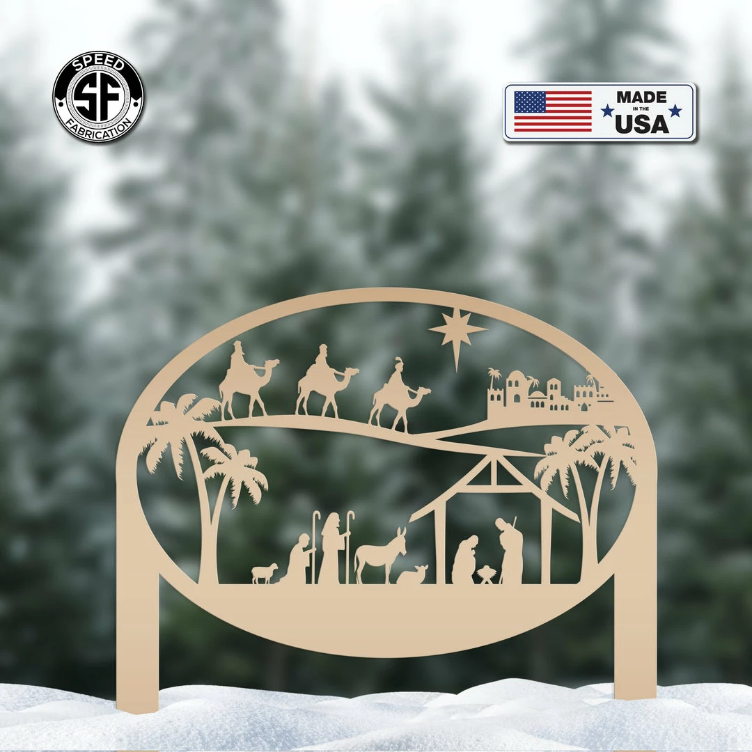 Speed Fabrication Christmas Nativity Metal Yard Stake , Christian Yard Decor, Holiday Decor