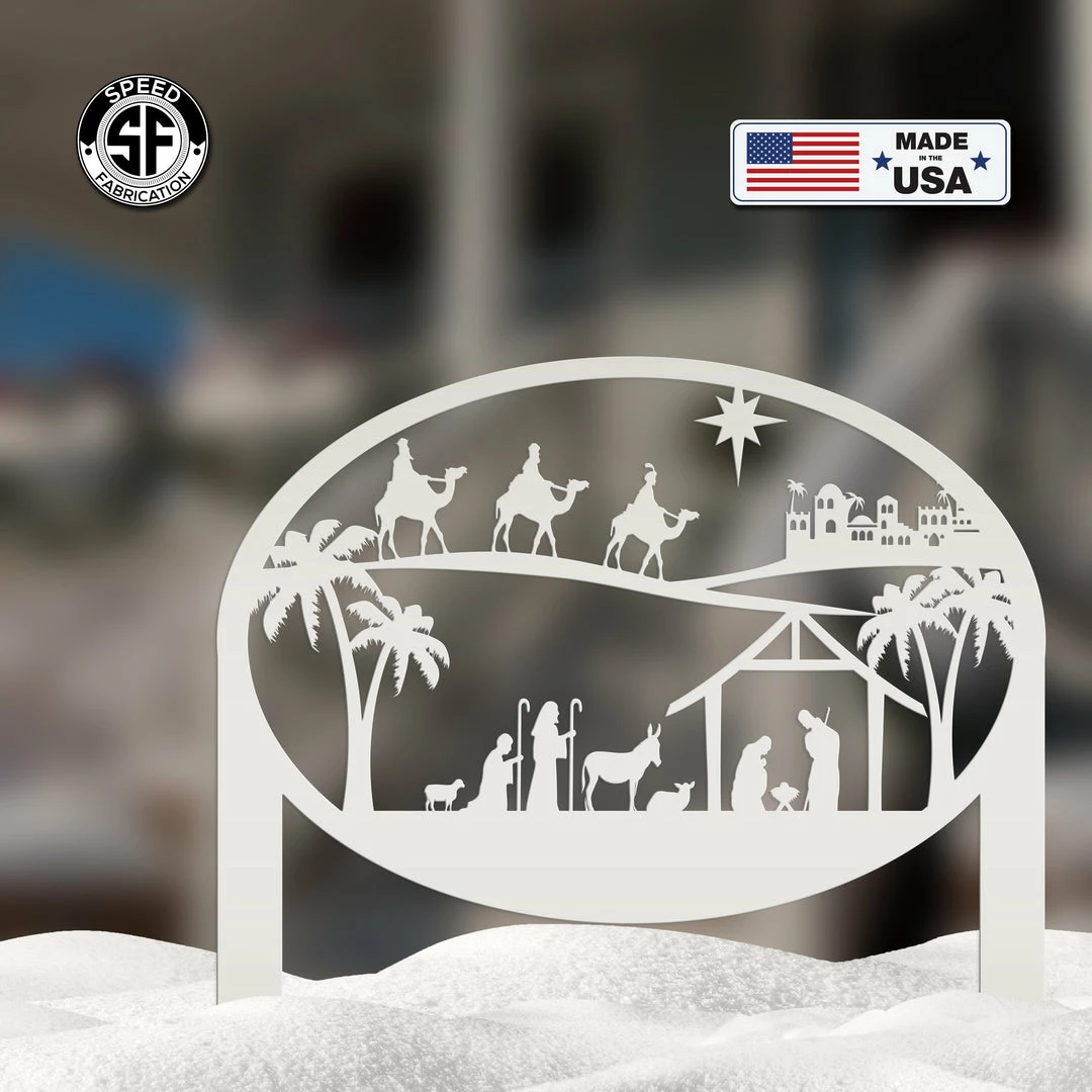 Speed Fabrication Christmas Nativity Metal Yard Stake , Christian Yard Decor, Holiday Decor