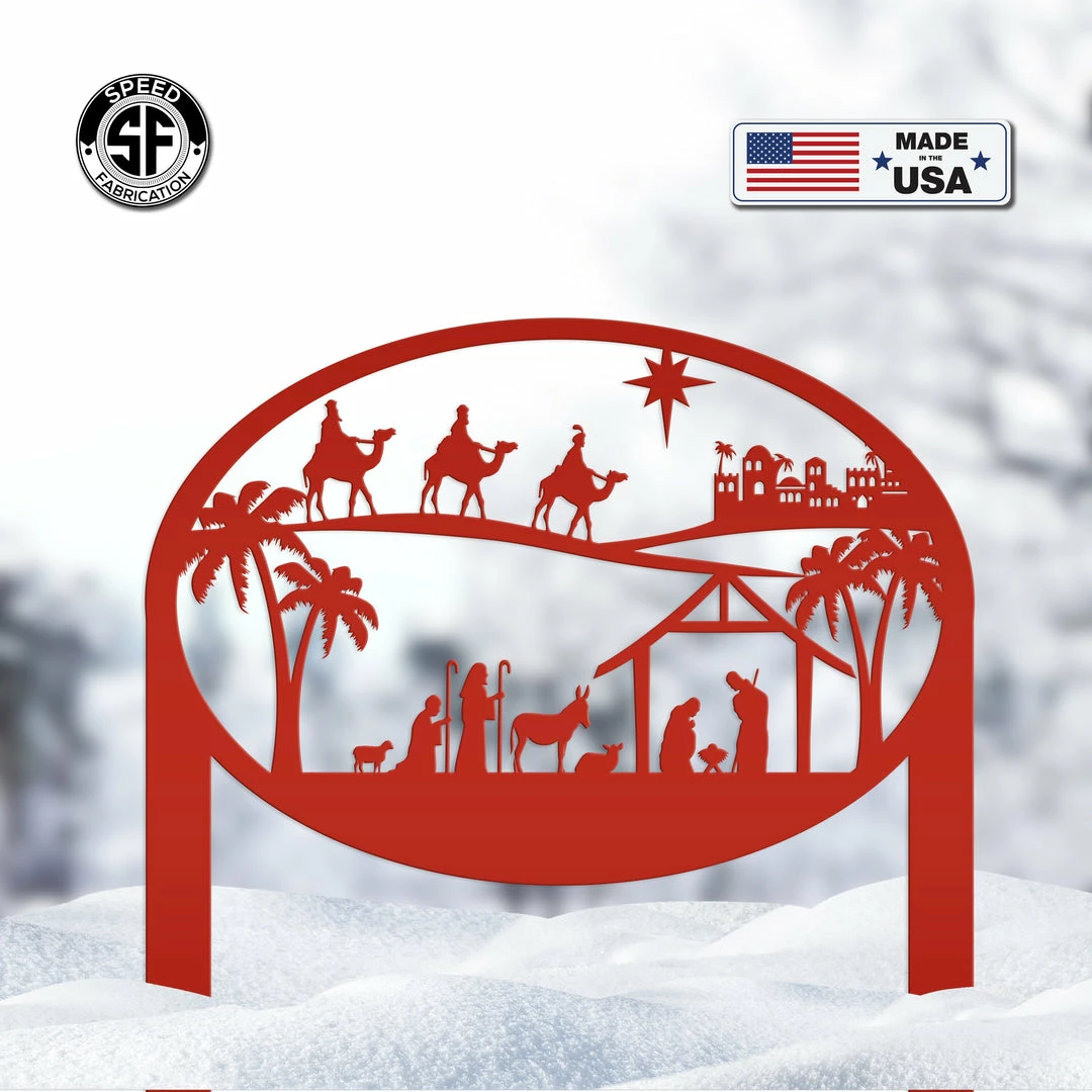 Speed Fabrication Christmas Nativity Metal Yard Stake , Christian Yard Decor, Holiday Decor