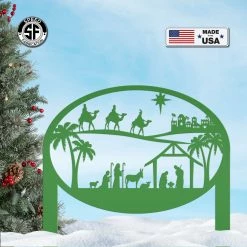 Speed Fabrication Christmas Nativity Metal Yard Stake , Christian Yard Decor, Holiday Decor