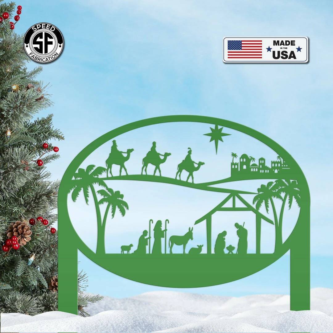 Speed Fabrication Christmas Nativity Metal Yard Stake , Christian Yard Decor, Holiday Decor