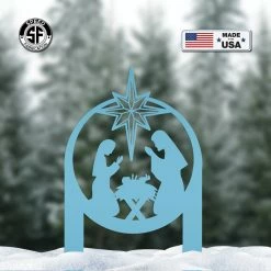 Speed Fabrication Christmas Metal Signs Outdoor Christmas Nativity Metal Yard Stake, Christian Decor