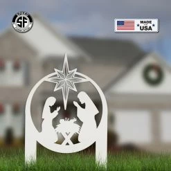 Speed Fabrication Christmas Metal Signs Outdoor Christmas Nativity Metal Yard Stake, Christian Decor