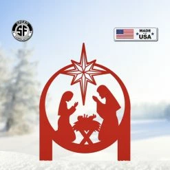 Speed Fabrication Christmas Metal Signs Outdoor Christmas Nativity Metal Yard Stake, Christian Decor