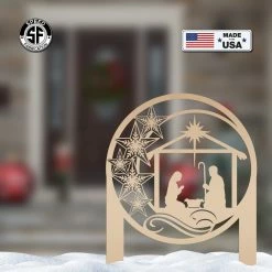 Speed Fabrication Christmas Metal Signs Outdoor Star Nativity Metal Yard Stake , Christmas Decor, Christian Decor