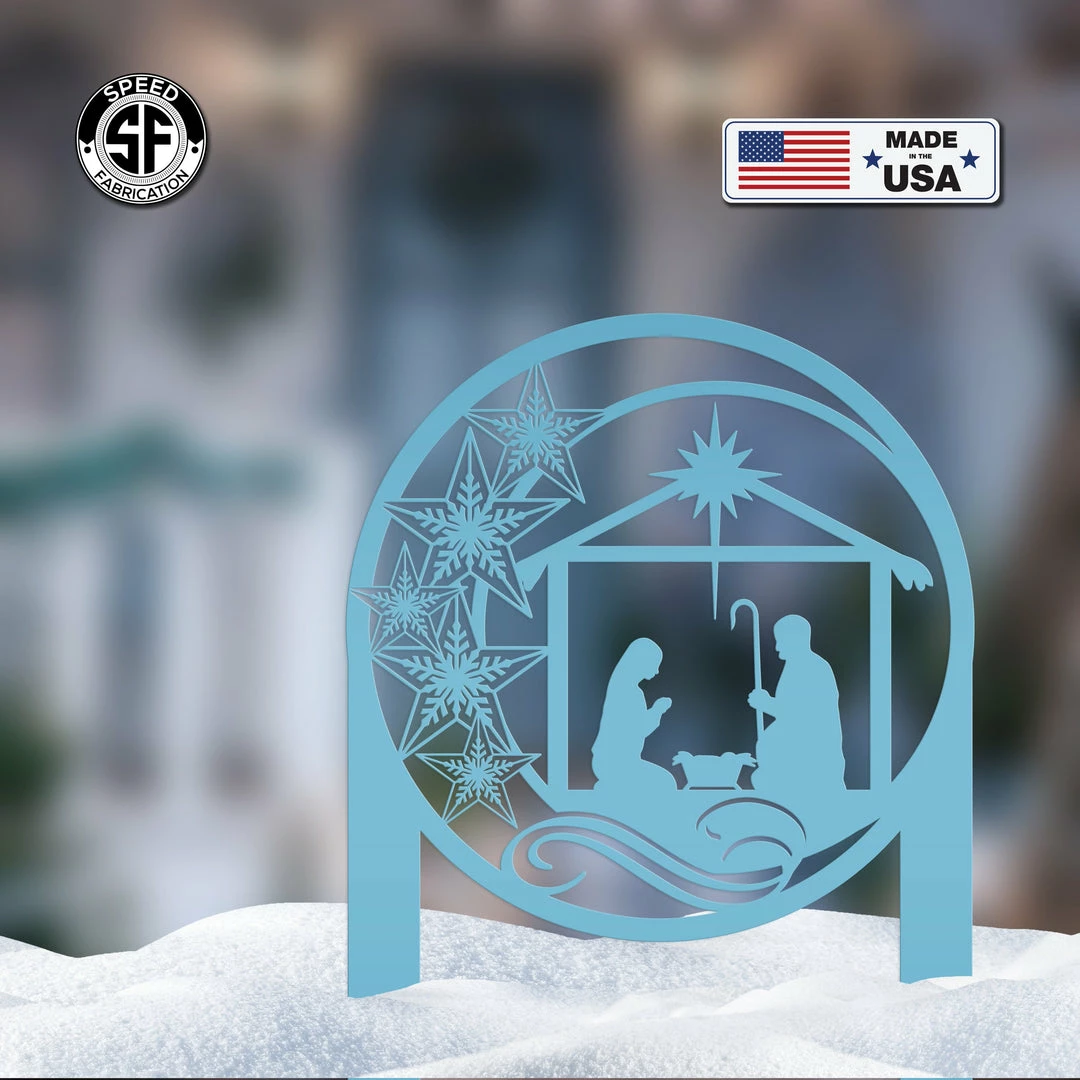 Speed Fabrication Christmas Metal Signs Outdoor Star Nativity Metal Yard Stake , Christmas Decor, Christian Decor