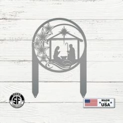 Speed Fabrication Christmas Metal Signs Outdoor Star Nativity Metal Yard Stake , Christmas Decor, Christian Decor