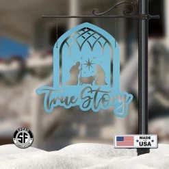 Speed Fabrication Christmas Metal Signs Indoor Outdoor Nativity Scene, Christian Metal Art, Made In The USA