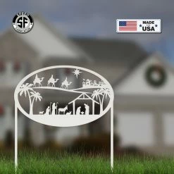 Speed Fabrication Christmas Nativity Metal Sign With Heavy Duty Yard Stakes Christmas Metal Signs