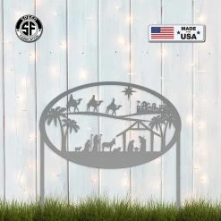 Speed Fabrication Christmas Nativity Metal Sign With Heavy Duty Yard Stakes Christmas Metal Signs