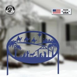 Speed Fabrication Christmas Nativity Metal Sign With Heavy Duty Yard Stakes Christmas Metal Signs