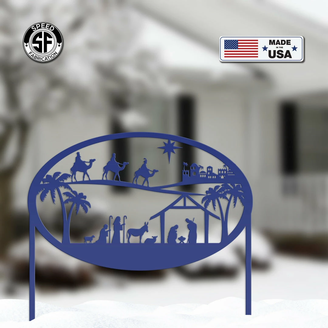 Speed Fabrication Christmas Nativity Metal Sign With Heavy Duty Yard Stakes Christmas Metal Signs