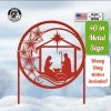 Speed Fabrication Extra Large Christmas Nativity Metal Sign With Heavy Duty Yard Stakes - Holiday Decor