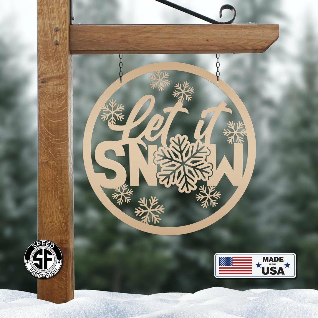 Speed Fabrication Christmas Metal Signs Outdoor Let It Snow Metal Sign, Winter Decor, Seasonal Decor