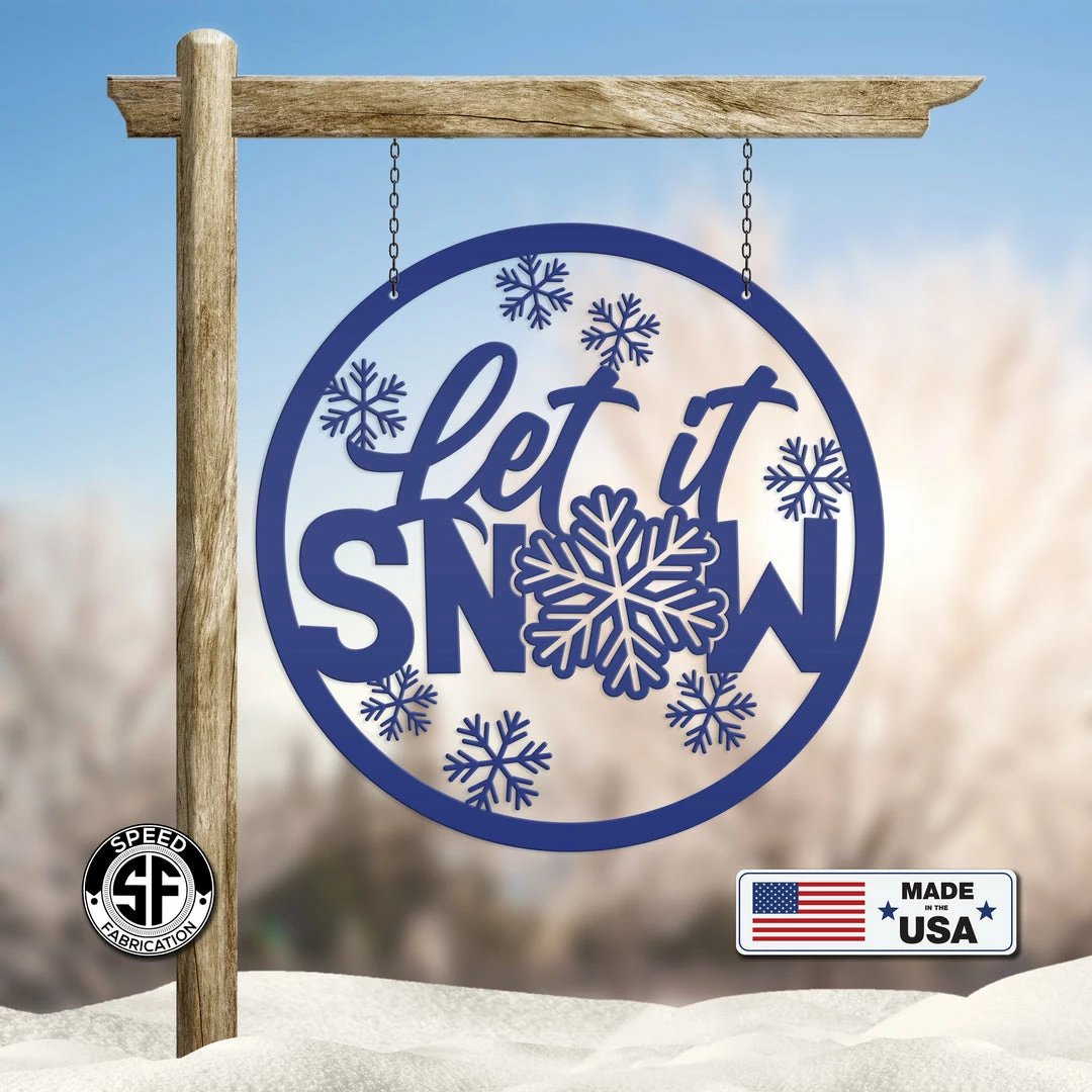 Speed Fabrication Christmas Metal Signs Outdoor Let It Snow Metal Sign, Winter Decor, Seasonal Decor