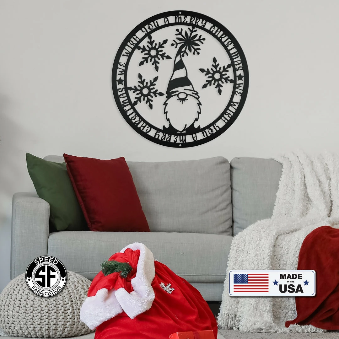 Speed Fabrication Christmas Gnome Metal Sign, Cute Gnome Sign Christmas Metal Signs