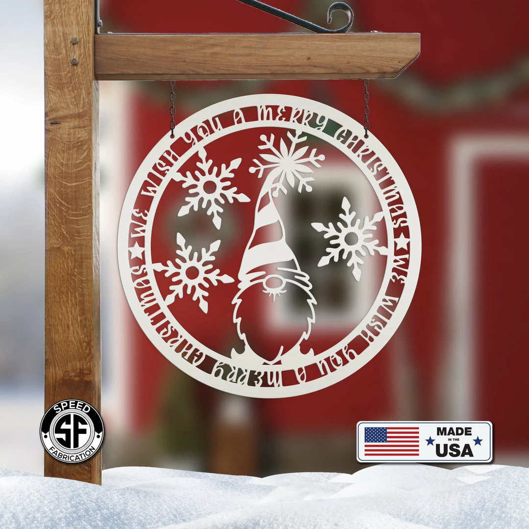 Speed Fabrication Christmas Gnome Metal Sign, Cute Gnome Sign Christmas Metal Signs
