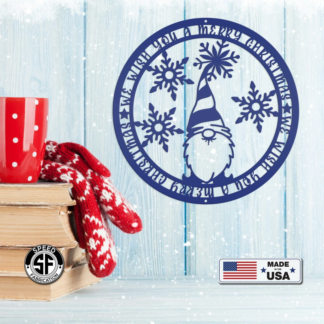 Speed Fabrication Christmas Gnome Metal Sign, Cute Gnome Sign Christmas Metal Signs