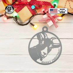 Speed Fabrication Christmas Metal Signs Metal Goat Christmas Ornament, Holiday Decor