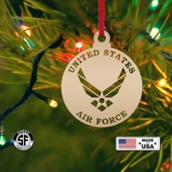 Speed Fabrication Metal US Air Force Ornament, Made In The USA, Christmas Decor Christmas Metal Signs
